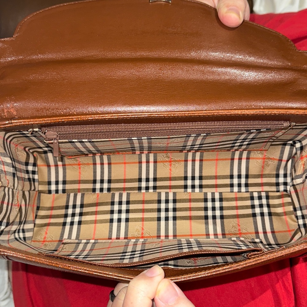 BURBERRYS Vintage Top Handle Satchel in Brown Pebble Grain Leather, Pre-1999 - Picture 11 of 16